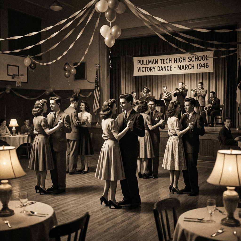 High school dance in gymnasium
