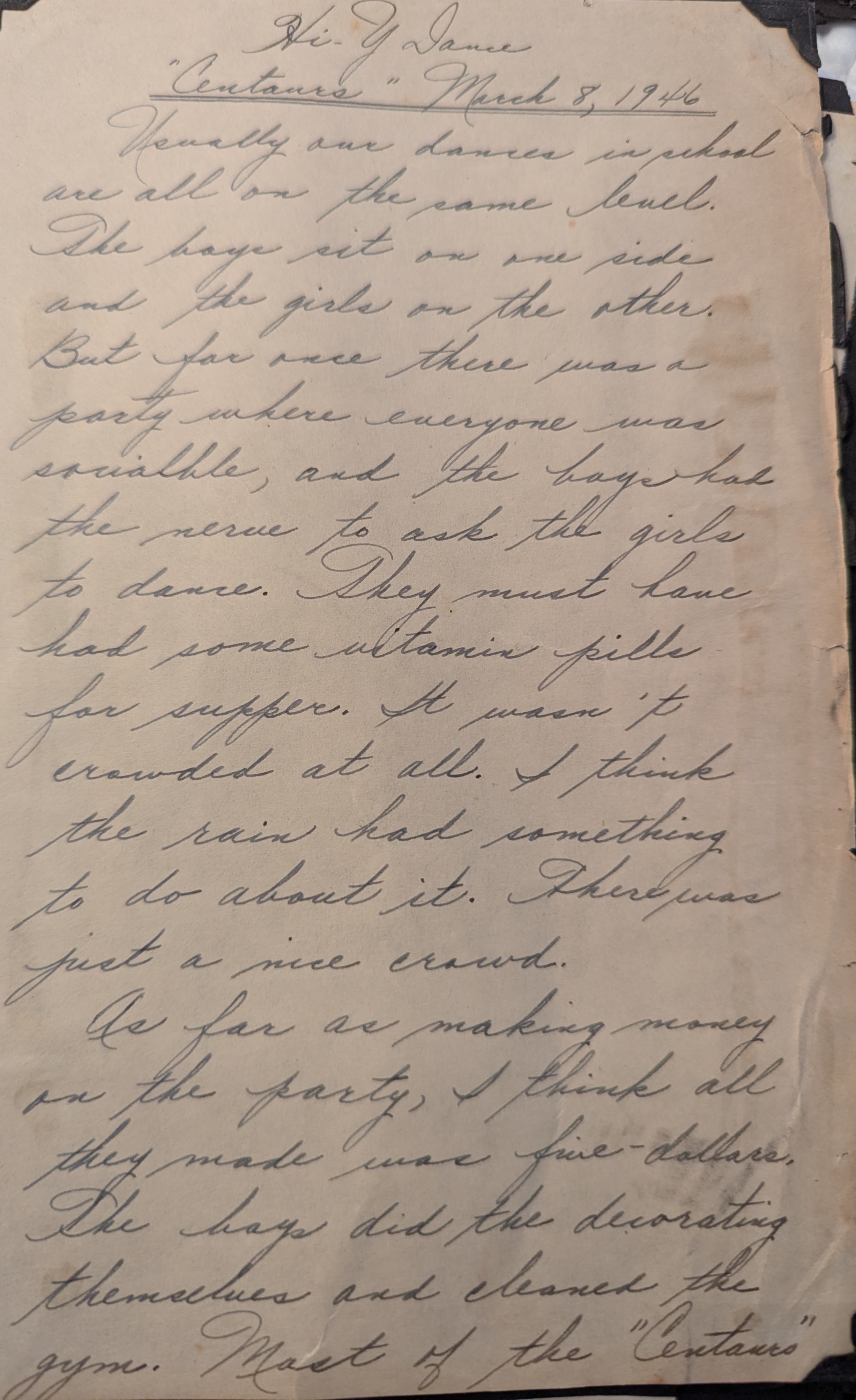 Hi-Y Dance March 8, 1946